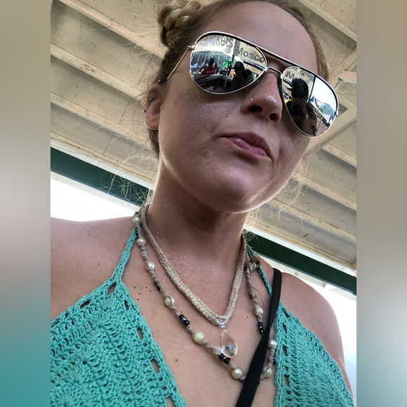 Handmade Crotchet Festival Top Blue Size Small / Medium - Picture 5 of 6